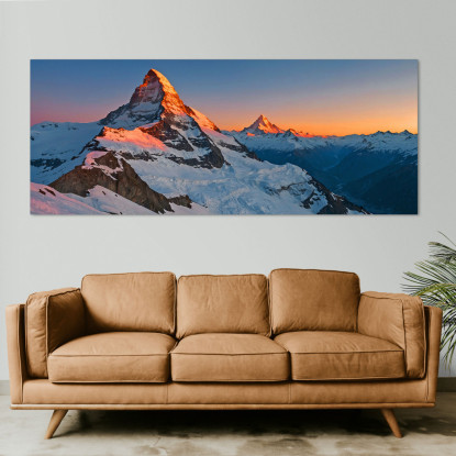 Quadro Montagne Bagliore Del Tramonto Sulla Maestosa Vetta Delle Montagne Innevate mow33 quadro stampato su tela