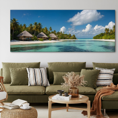 Quadro Paesaggio Mare Bungalow Tropicale Con Mare Turchese seal9 quadro stampato su tela