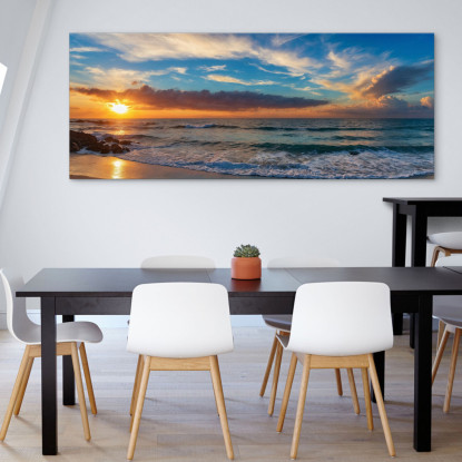 Quadro Paesaggio Mare Tramonto Sulla Spiaggia Con Onde E Cielo Colorato seal10 quadro stampato su tela