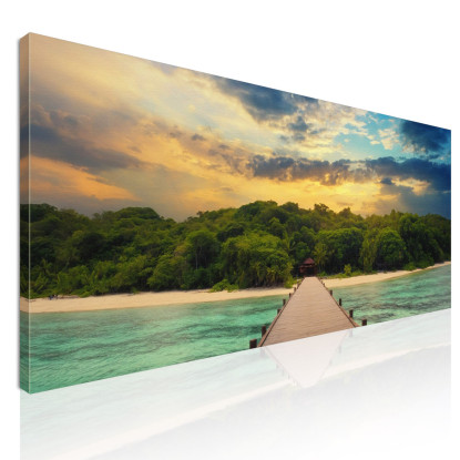 Quadro Paesaggio Mare Molo Su Spiaggia Tropicale Al Tramonto seal15 quadro stampato su tela