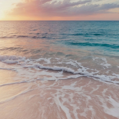 Quadro Paesaggio Mare Spiaggia Serene Al Tramonto Con Onde E Cielo Rosato seal40 quadro stampato su tela