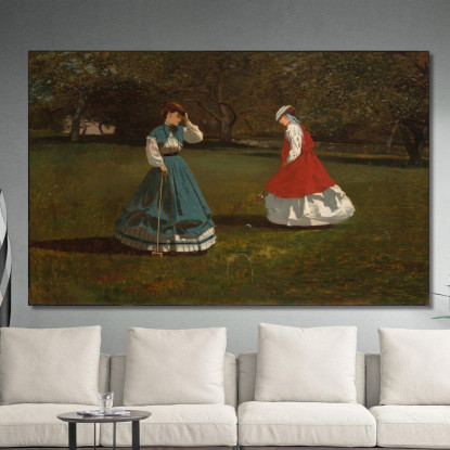 Una Partita Di Croquet Winslow Homer quadro stampato su tela