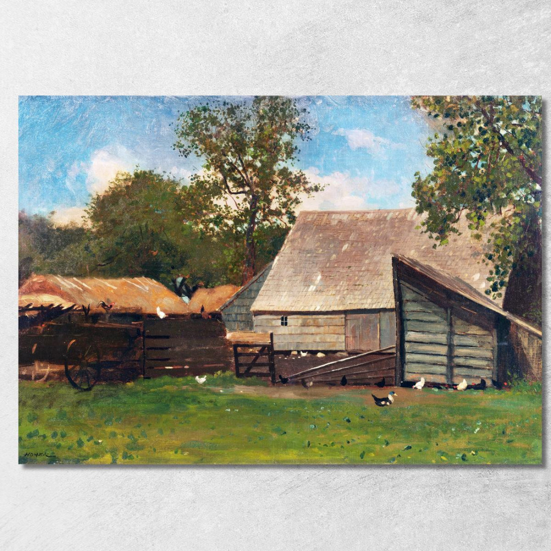 Aia Con Anatre E Galline Winslow Homer quadro stampato su tela Aia Con Anatre E Galline Winslow Homer quadro stampato su tela