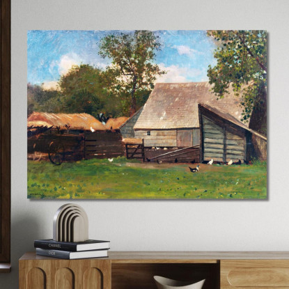 Cour De Ferme Avec Canards Et Poules Winslow Homer tableau impression sur toile