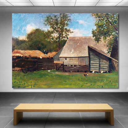 Cour De Ferme Avec Canards Et Poules Winslow Homer tableau impression sur toile