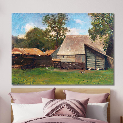 Cour De Ferme Avec Canards Et Poules Winslow Homer tableau impression sur toile