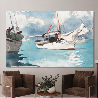 Barche Da Pesca Key West Winslow Homer quadro stampato su tela