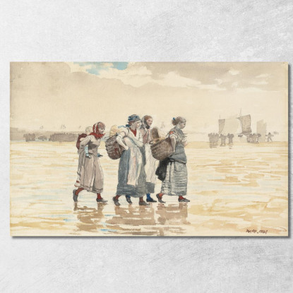 Quattro Pescivendole Sulla Spiaggia Winslow Homer quadro stampato su tela