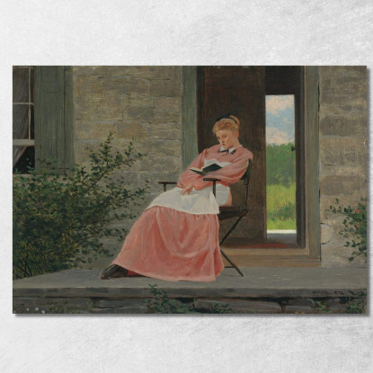 Fille Lisant Sur Un Porche En Pierre Winslow Homer tableau impression sur toile