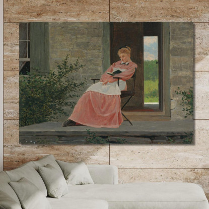 Fille Lisant Sur Un Porche En Pierre Winslow Homer tableau impression sur toile