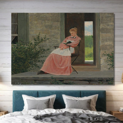 Girl Reading On A Stone Porch Winslow Homer canvas print