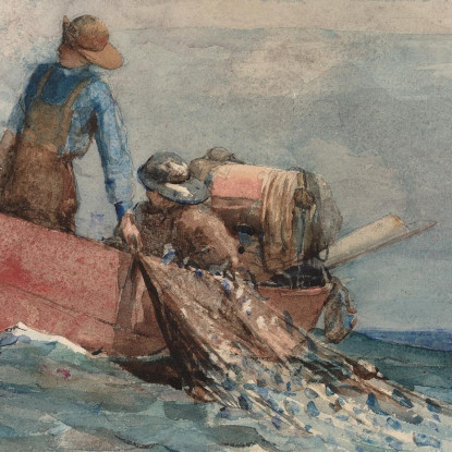 Tirare Dentro Le Reti Winslow Homer quadro stampato su tela