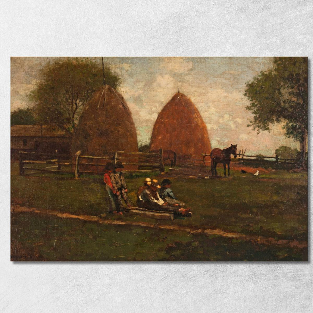 Heuhaufen Und Kinder Winslow Homer drucken auf leinwand