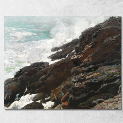 Costa Dell'Alta Scogliera Del Maine Winslow Homer quadro stampato su tela