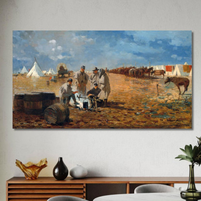 Regentag Im Camp Winslow Homer drucken auf leinwand