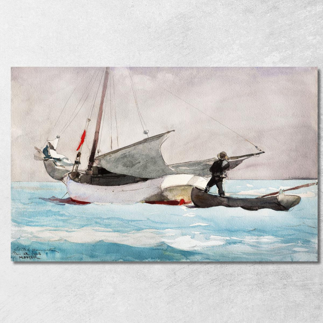 Stivaggio Della Vela Winslow Homer quadro stampato su tela