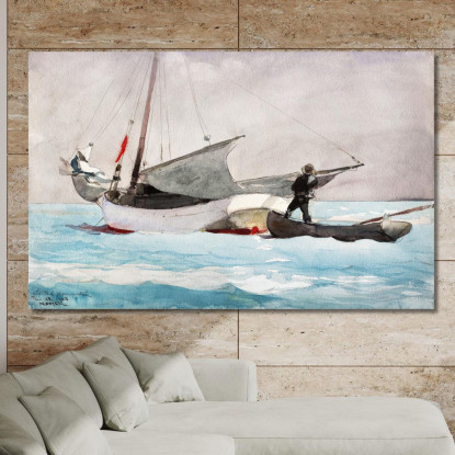 Stivaggio Della Vela Winslow Homer quadro stampato su tela