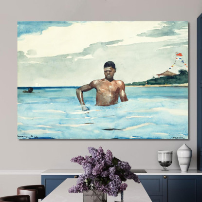 Der Badende Winslow Homer drucken auf leinwand