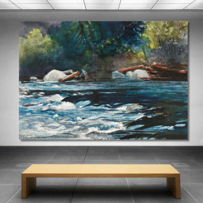 Les Rapides Adirondacks De La Rivière Hudson Winslow Homer tableau impression sur toile