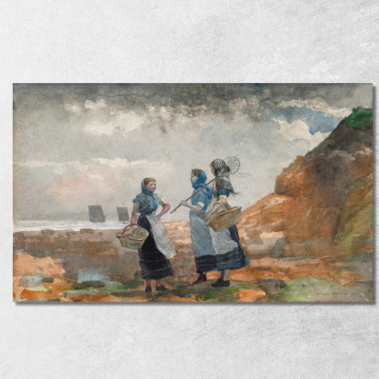 Drei Fischermädchen Tynemouth Winslow Homer drucken auf leinwand