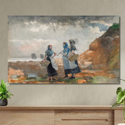 Trois Filles De Pêcheur Tynemouth Winslow Homer tableau impression sur toile