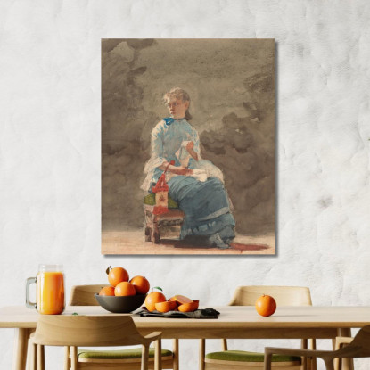 Junge Frau Beim Nähen Winslow Homer drucken auf leinwand