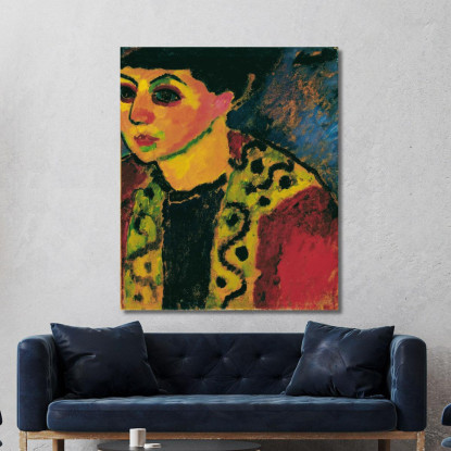 Signora Davanti A Uno Sfondo Blu Alexej von Jawlensky avj23 quadro stampato su tela