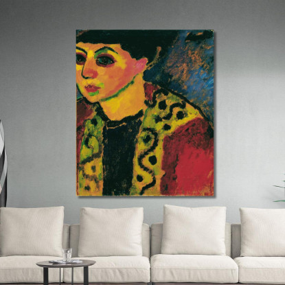 Signora Davanti A Uno Sfondo Blu Alexej von Jawlensky avj23 quadro stampato su tela
