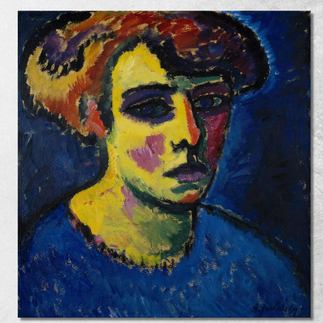 Frauenkopf Testa Di Donna Alexej von Jawlensky avj29 quadro stampato su tela Frauenkopf Testa Di Donna Alexej von Jawlensky avj29 quadro stampato su tela