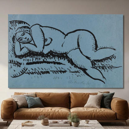 Nudo Femminile Sdraiato Con Gli Occhi Chiusi Alexej von Jawlensky avj52 quadro stampato su tela