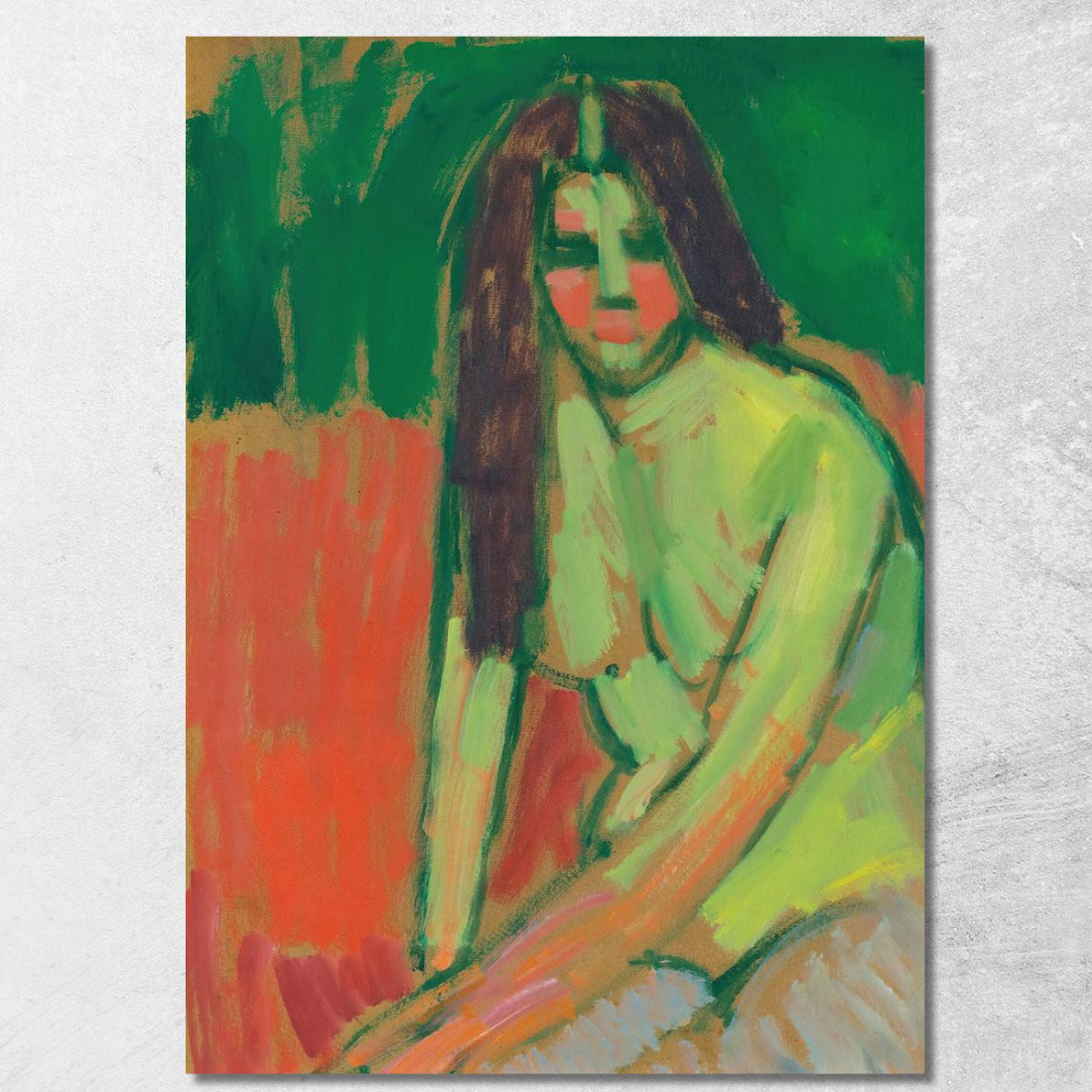Figura Seminuda Con Capelli Lunghi Seduta Piegata Alexej von Jawlensky avj88 quadro stampato su tela Figura Seminuda Con Capelli Lunghi Seduta Piegata Alexej von Jawlensky avj88 quadro stampato su tela