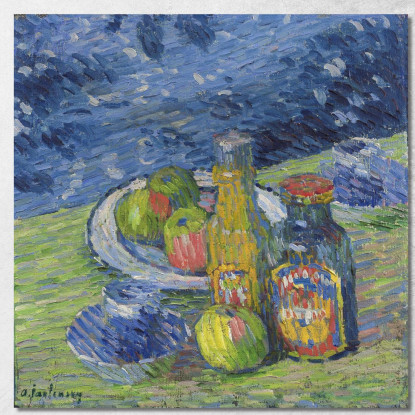 Natura Morta Con Bottiglie E Frutta Alexej von Jawlensky avj96 quadro stampato su tela