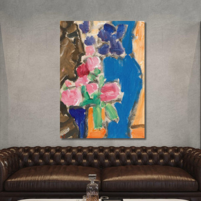 Natura Morta Di Fiori Natura Morta Con Vaso E Figura Semi-Profilo Alexej von Jawlensky avj100 quadro stampato su tela