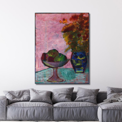 Natura Morta Con Cesto Di Frutta E Vaso Di Fiori Alexej von Jawlensky avj108 quadro stampato su tela
