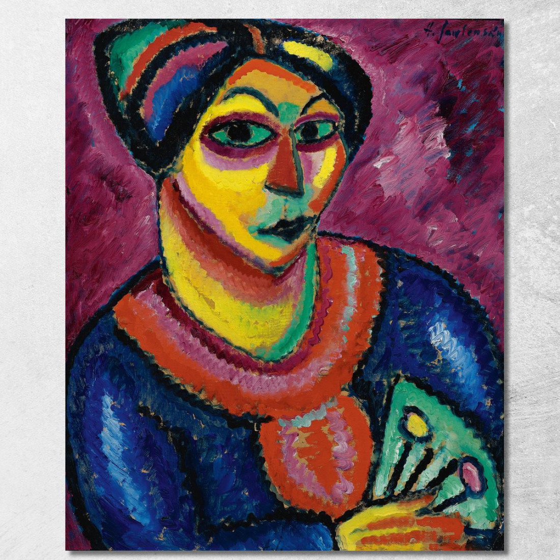 Donna Con Un Ventilatore Verde Alexej von Jawlensky avj131 quadro stampato su tela Donna Con Un Ventilatore Verde Alexej von Jawlensky avj131 quadro stampato su tela
