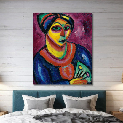 Donna Con Un Ventilatore Verde Alexej von Jawlensky avj131 quadro stampato su tela