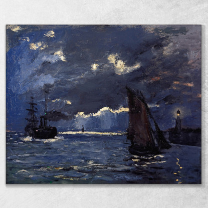 Un Paesaggio Marino Spedizione Al Chiaro Di Luna Claude Monet mnt150 quadro stampato su tela