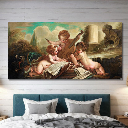 I Piccoli Birders I Bambini Musicali François Boucher fbc47 quadro stampato su tela