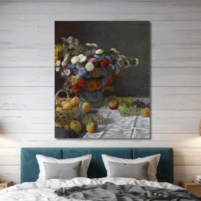 Natura Morta Con Fiori E Frutta 1870 Claude Monet mnt156 quadro stampato su tela