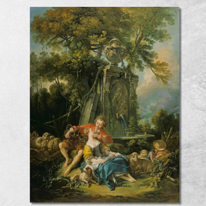 Pastorale Con Una Coppia Vicino Ad Una Fontana François Boucher fbc66 quadro stampato su tela