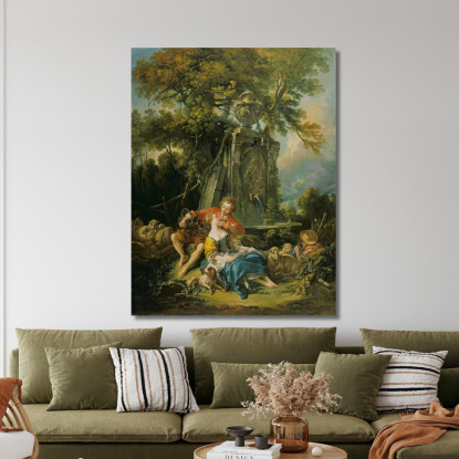 Pastorale Con Una Coppia Vicino Ad Una Fontana François Boucher fbc66 quadro stampato su tela