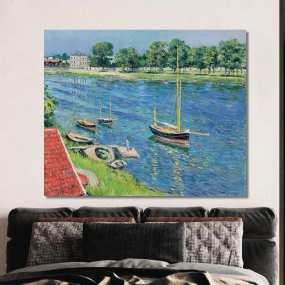 La Senna Ad Argenteuil Barche All'Ancora Gustave Caillebotte gcl8 quadro stampato su tela