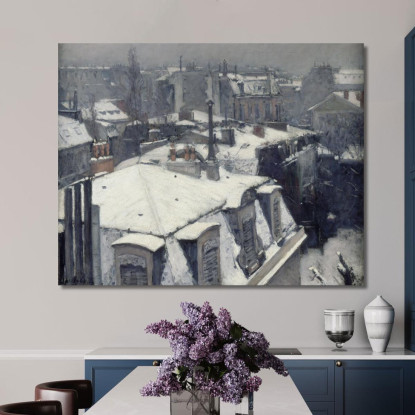Tetti Nell'Effetto Neve Neve Gustave Caillebotte gcl25 quadro stampato su tela