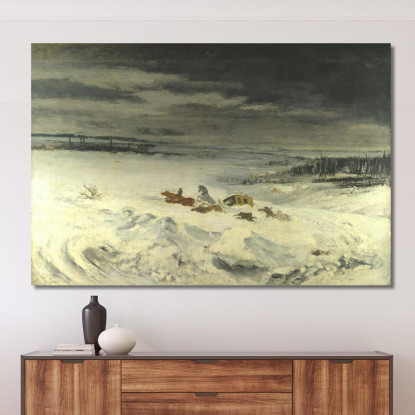 La Diligenza Nella Neve Gustave Courbet cg4 quadro stampato su tela