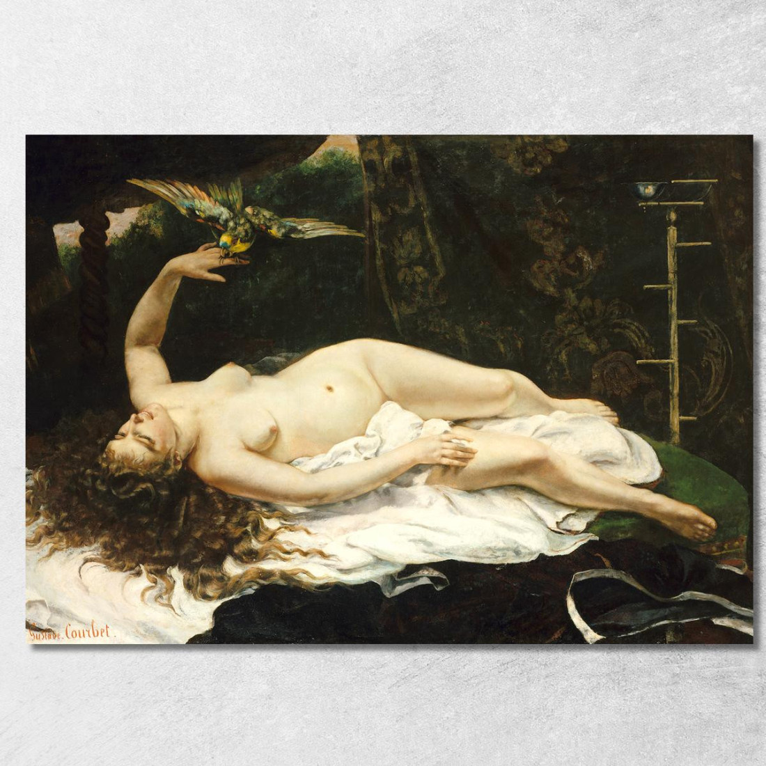 Donna Con Pappagallo Gustave Courbet cg14 quadro stampato su tela Donna Con Pappagallo Gustave Courbet cg14 quadro stampato su tela