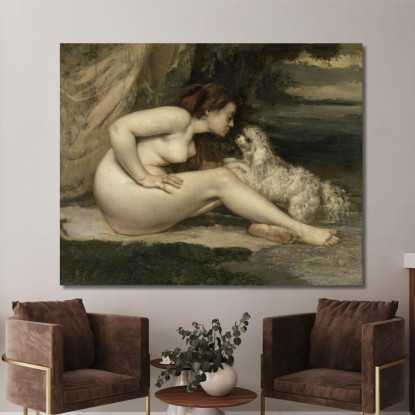 Donna Nuda Con Un Cane Gustave Courbet cg23 quadro stampato su tela