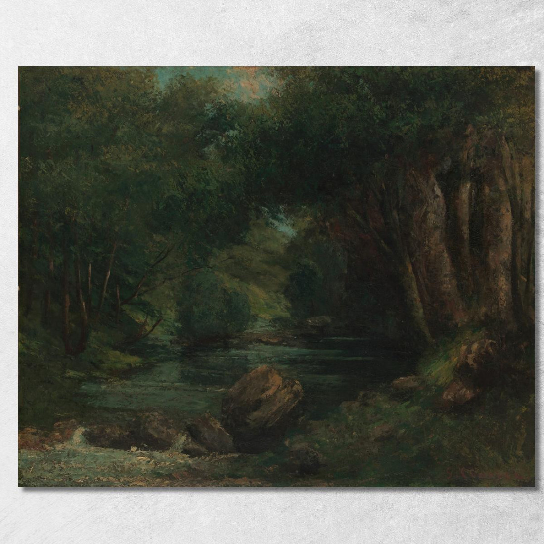 Un Ruscello Nella Foresta Gustave Courbet cg28 quadro stampato su tela Un Ruscello Nella Foresta Gustave Courbet cg28 quadro stampato su tela