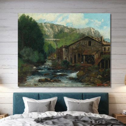 Un Mulino In Un Paesaggio Roccioso Gustave Courbet cg29 quadro stampato su tela