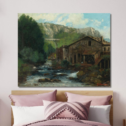 Un Mulino In Un Paesaggio Roccioso Gustave Courbet cg29 quadro stampato su tela