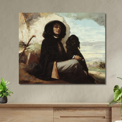 Autoritratto Detto Courbet Con Un Cane Nero Gustave Courbet cg36 quadro stampato su tela